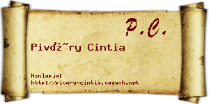 Piváry Cintia névjegykártya